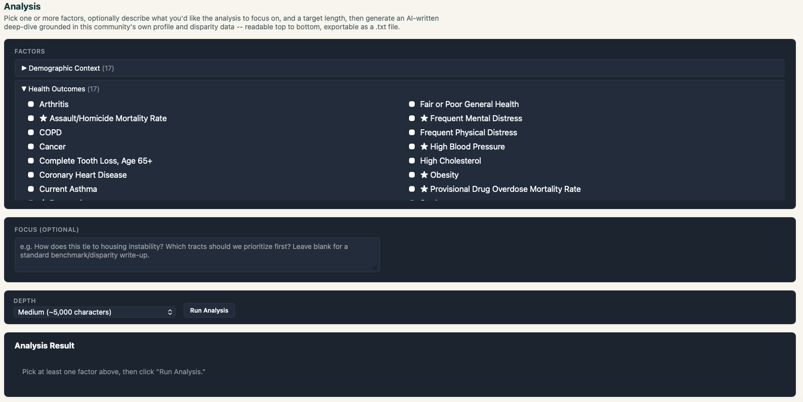 Analysis tab with an AI write-up on screen